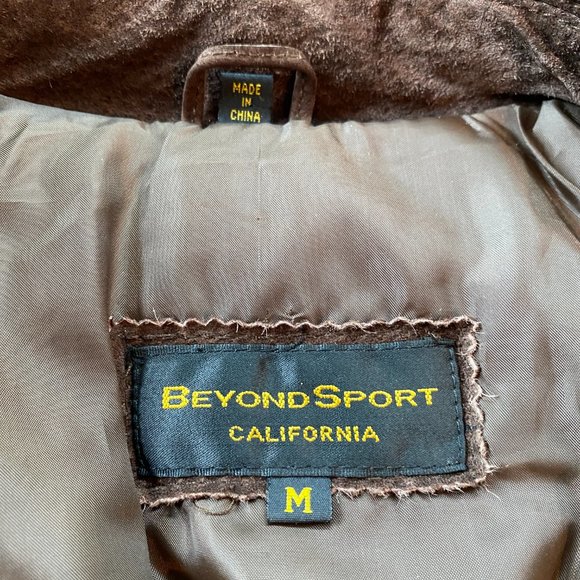 Brown Suede Outer Jacket trimmed with buckles by “Beyond Sport – California.” - Picture 4 of 6